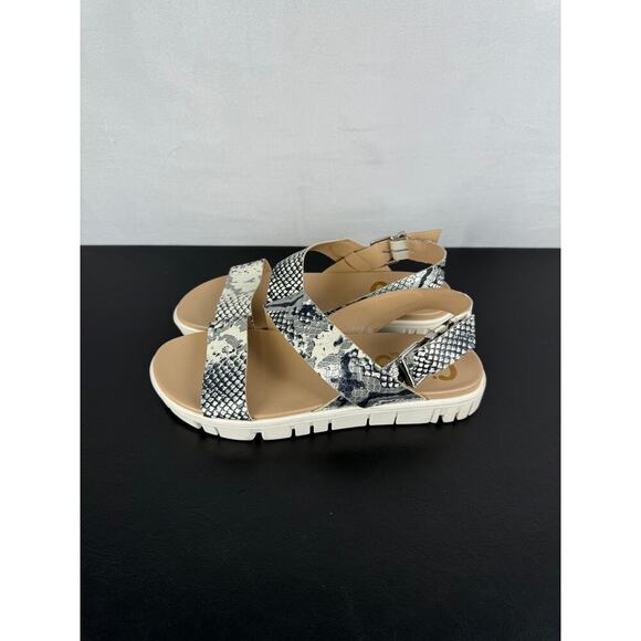 Sam Edelman Circus Strappy Snakeskin Sandals Tan Silver Ladies Size 7.5 - Picture 2 of 10